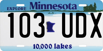 MN license plate 103UDX