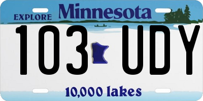 MN license plate 103UDY