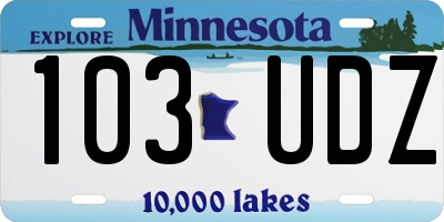 MN license plate 103UDZ