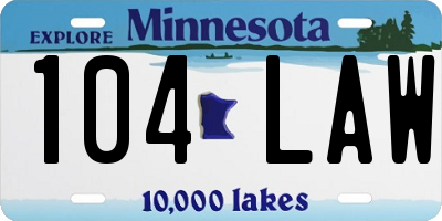 MN license plate 104LAW