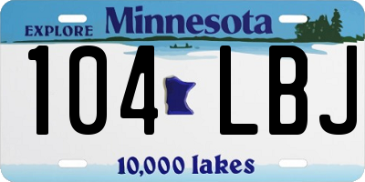 MN license plate 104LBJ