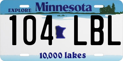 MN license plate 104LBL