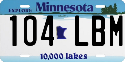 MN license plate 104LBM