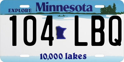 MN license plate 104LBQ