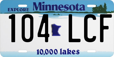 MN license plate 104LCF