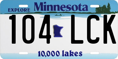 MN license plate 104LCK