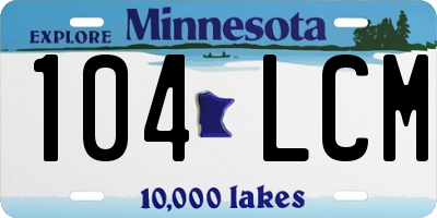 MN license plate 104LCM