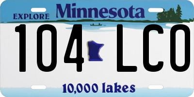 MN license plate 104LCO