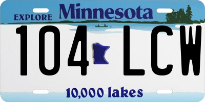 MN license plate 104LCW