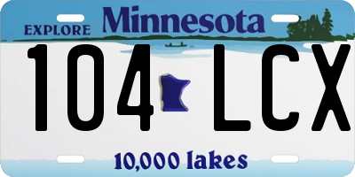 MN license plate 104LCX