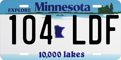 MN license plate 104LDF