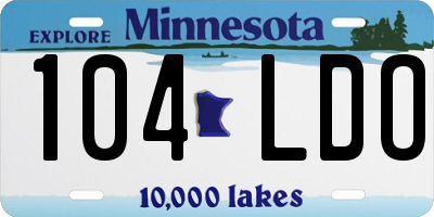 MN license plate 104LDO