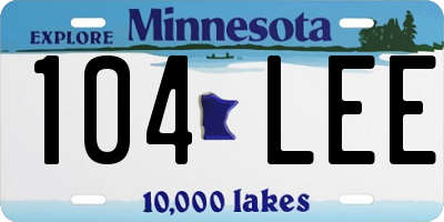 MN license plate 104LEE