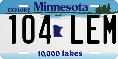 MN license plate 104LEM