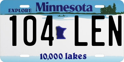 MN license plate 104LEN
