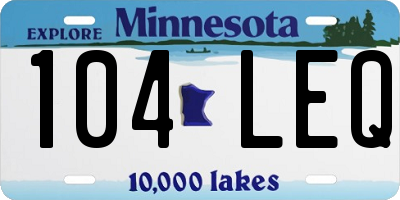 MN license plate 104LEQ