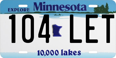 MN license plate 104LET