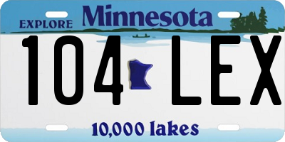 MN license plate 104LEX