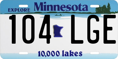 MN license plate 104LGE