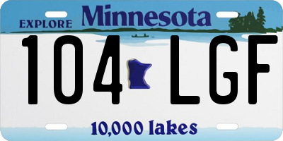 MN license plate 104LGF