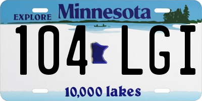 MN license plate 104LGI
