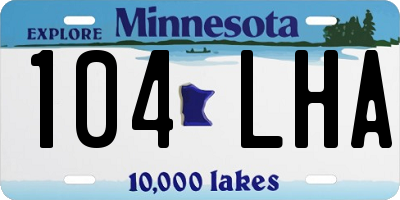 MN license plate 104LHA
