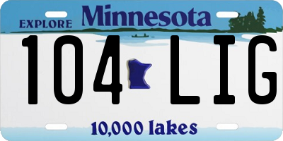 MN license plate 104LIG