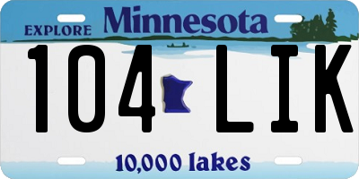 MN license plate 104LIK