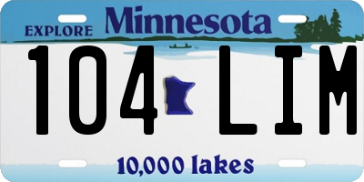 MN license plate 104LIM