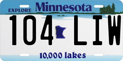 MN license plate 104LIW