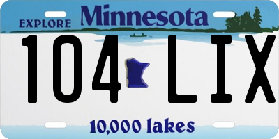 MN license plate 104LIX