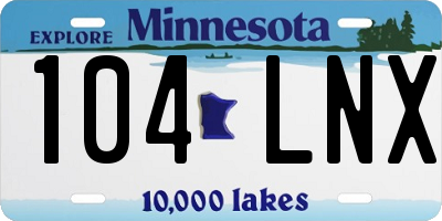 MN license plate 104LNX