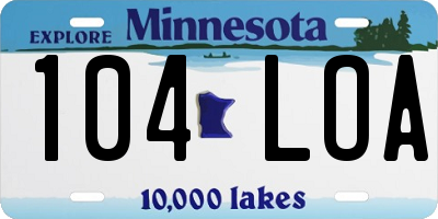 MN license plate 104LOA