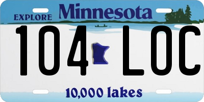 MN license plate 104LOC