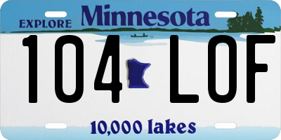 MN license plate 104LOF