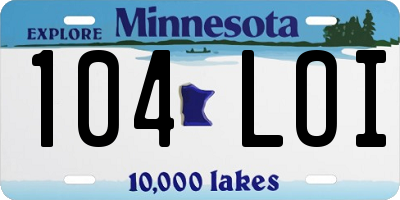 MN license plate 104LOI