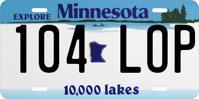 MN license plate 104LOP