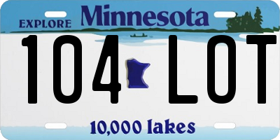 MN license plate 104LOT