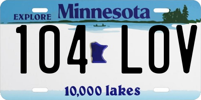 MN license plate 104LOV