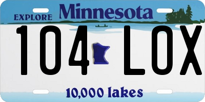 MN license plate 104LOX