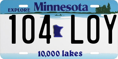 MN license plate 104LOY