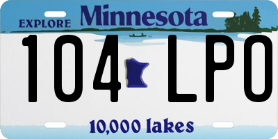 MN license plate 104LPO