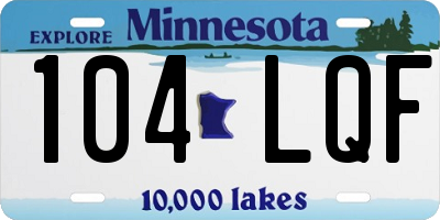 MN license plate 104LQF