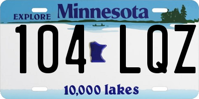 MN license plate 104LQZ