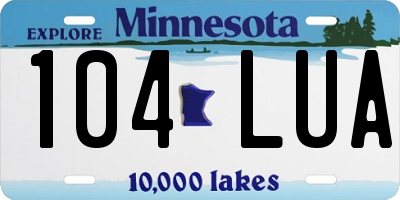 MN license plate 104LUA