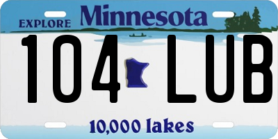 MN license plate 104LUB