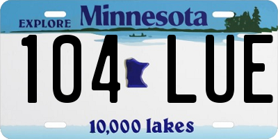 MN license plate 104LUE