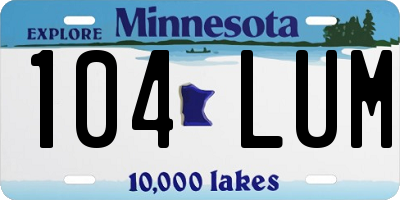 MN license plate 104LUM