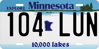 MN license plate 104LUN