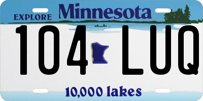 MN license plate 104LUQ